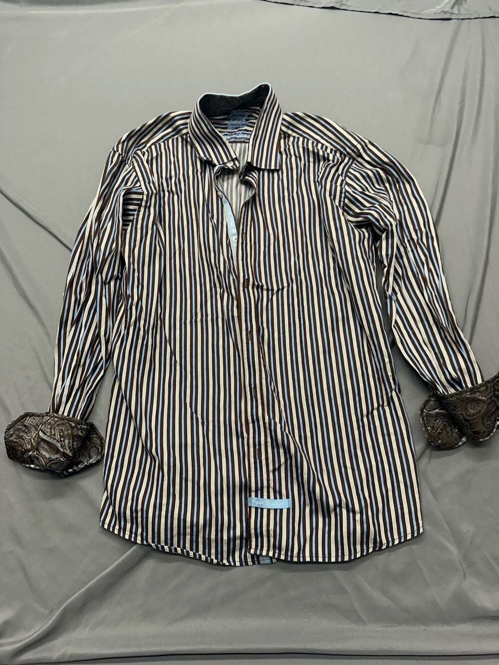 English Laundry by Christopher Wicks Long Sleeve Dress Shirt Paisley Cuffs